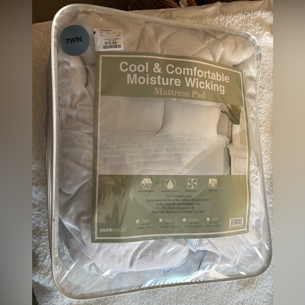 White Mattress Pad - Twin